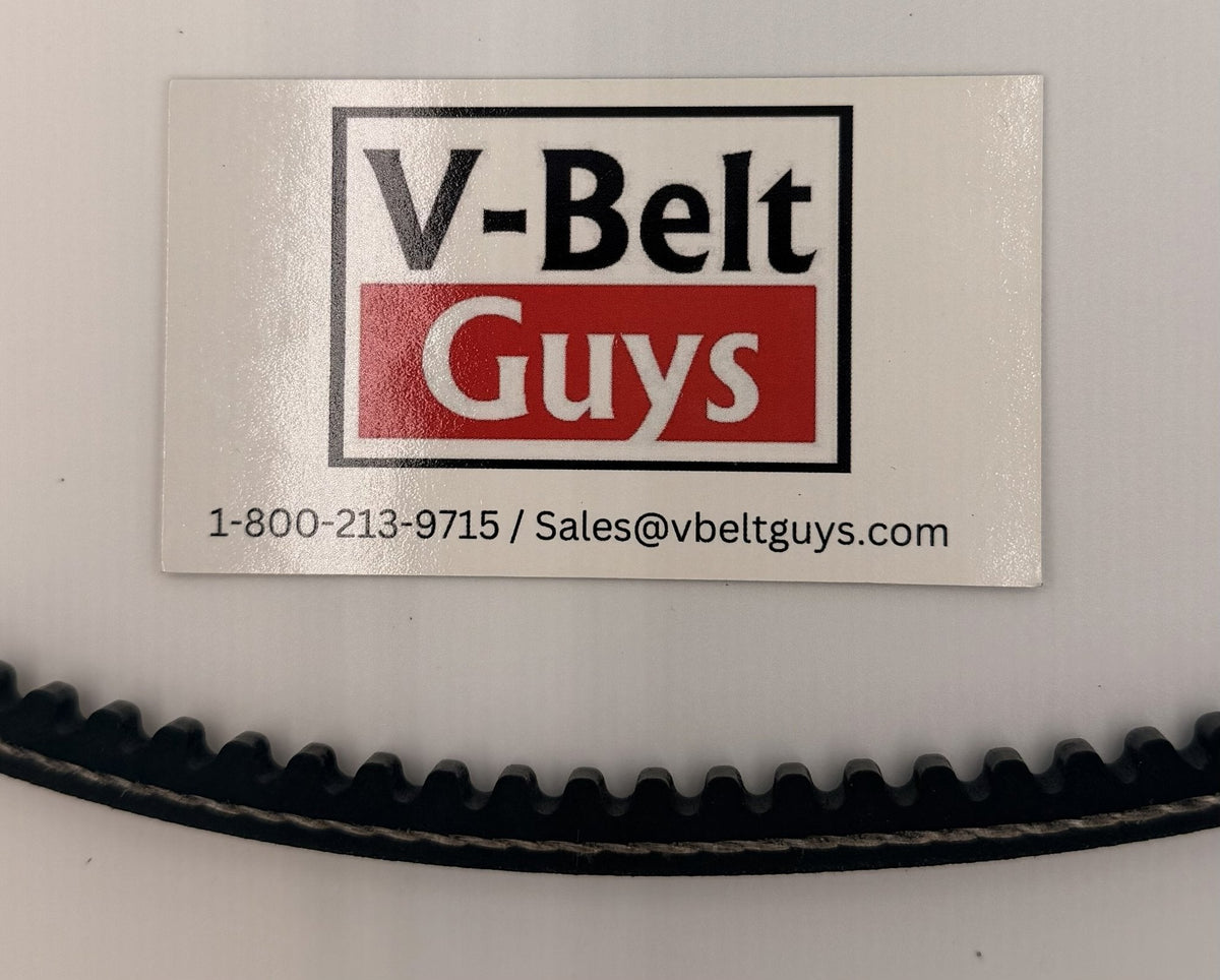 Close-up of 3VX cogged V-belt teeth and cord line